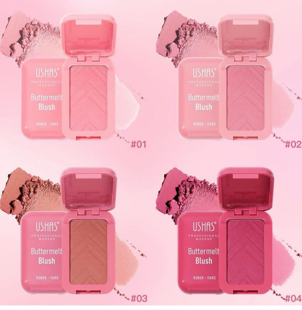 Blush USHAS Buttermelt Blush – Textura matasoasa, finish natural, rezistenta indelungata, Culoare 01