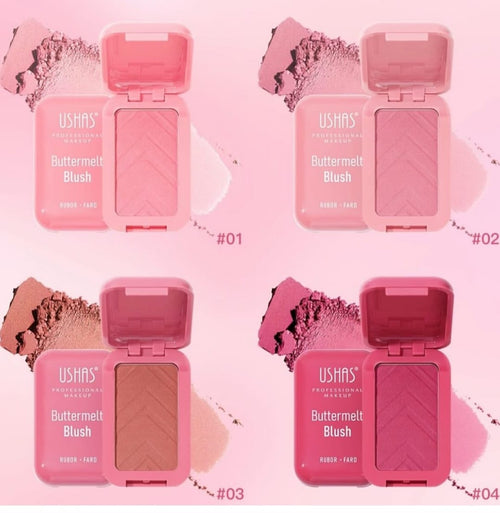 Blush USHAS Buttermelt Blush – Textura matasoasa, finish natural, rezistenta indelungata, Culoare 01
