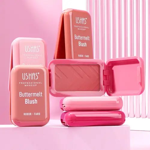 Blush USHAS Buttermelt Blush – Textura matasoasa, finish natural, rezistenta indelungata, Culoare 01