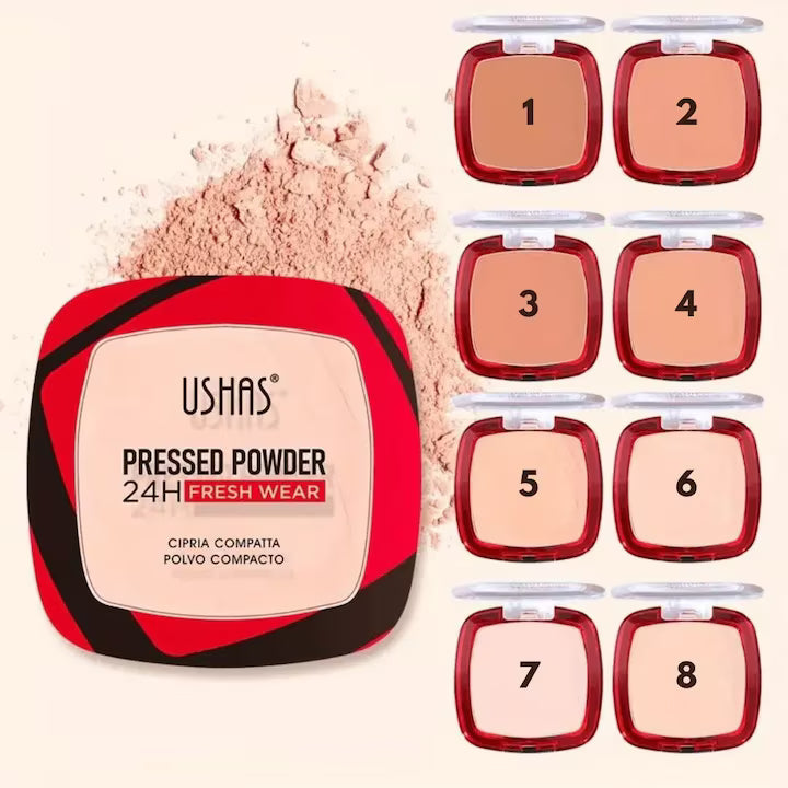 Pudra Compacta USHAS 24H Fresh Wear, Matifianta, Fixare Machiaj, Rezistenta 24h, Acoperire Naturala, Pentru Ten Gras si Mixt, cu Burete si Oglinda